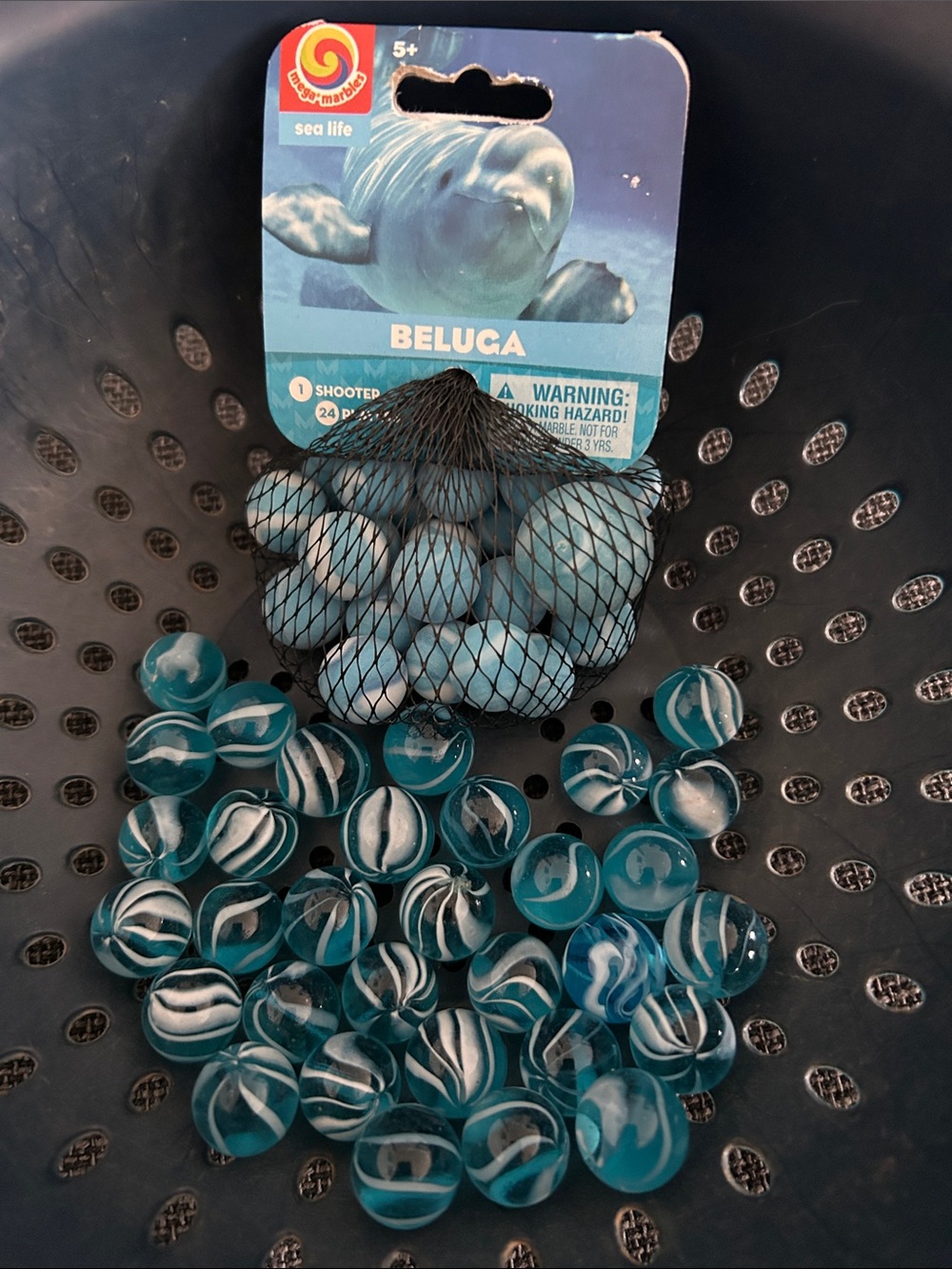 MARBLE Teal and White Swirl Glass Marbles - Beluca Sea Life